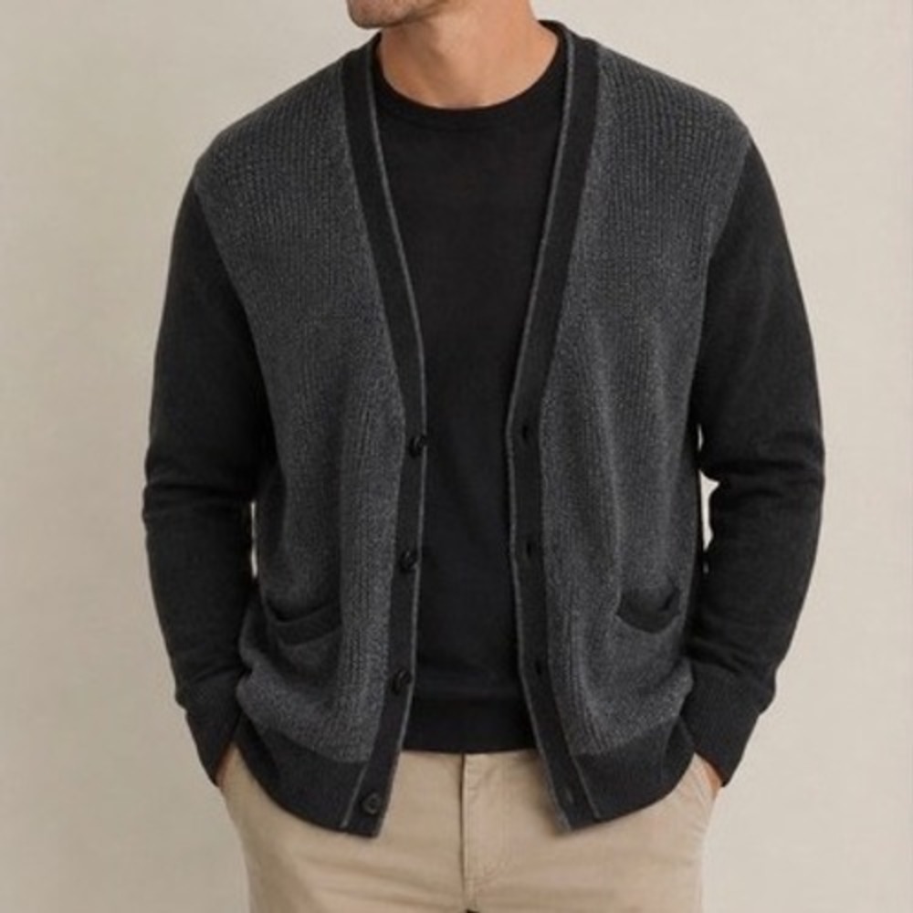 Jos. A. Bank 1905 Mens Wool Blend Cardigan Sweater Grey Charcoal Large